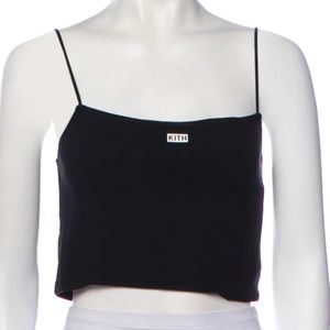 KITH women’s cropped black tank with box logo size medium